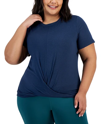 Id Ideology Plus Active Solid Twist-Front Top, Created for Macy's