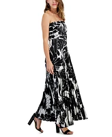 Taylor Women's Strapless Pleated Satin Gown