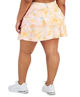 Id Ideology Plus Dreamy Bubble-Printed Tiered Flounce Pull-On Skort, Created for Macy's