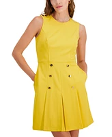 Tahari Asl Women's Sleeveless Button A-Line Dress