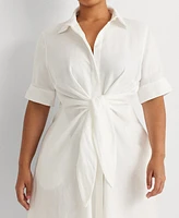 Lauren Ralph Plus-Size Linen Shirtdress