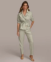Donna Karan Womens Belted Cotton Jacket Pleat Front Pants