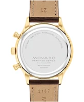 Movado Men's Circa Swiss Quartz Chrono Brown Leather Watch 43mm