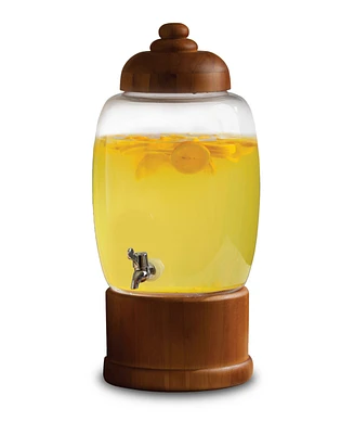 Circleware Beverage Dispenser with Wooden Lid and Base 357 Oz