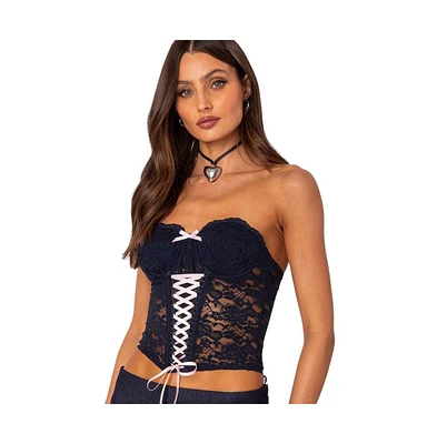 Women's Cinch sheer lace corset Top