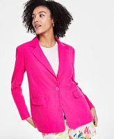 Bar Iii Women's One-Button Linen Blend Blazer, Created for Macy's