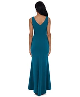 Betsy & Adam Petite Ruffled Boat-Neck Gown