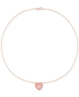 Pink Opal (5 ct. t.w.) Heart Bead Frame 17" Pendant Necklace in Rose-Plated Sterling Silver