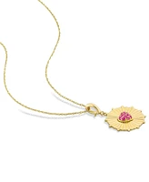 Pink Sapphire Heart Sun Ray Disc 18" Pendant Necklace (1/6 ct. t.w.) in 10k Gold