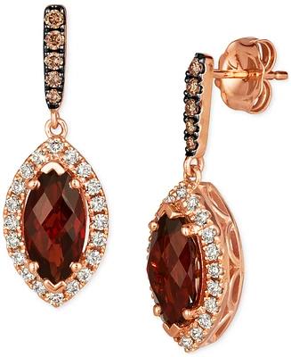 Le Vian Pomegranate Garnet (2-7/8 ct. t.w.) & Diamond (1/2 ct. t.w.) Halo Drop Earrings in 14k Rose Gold
