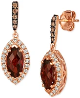 Le Vian Pomegranate Garnet (2-7/8 ct. t.w.) & Diamond (1/2 ct. t.w.) Halo Drop Earrings in 14k Rose Gold