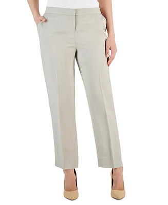 Kasper Women's Linen-Blend Mid-Rise Straight-Leg Ankle Pants