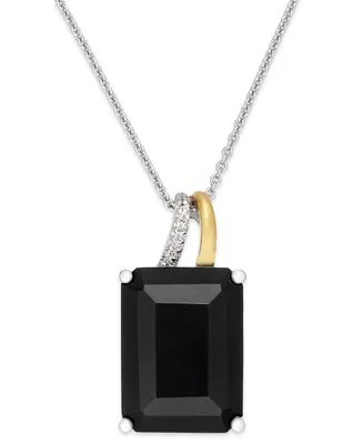 Onyx (10 ct. t.w.) and Diamond Accent Pendant Necklace in Sterling Silver and 14k Gold