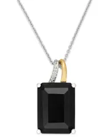 Onyx (10 ct. t.w.) and Diamond Accent Pendant Necklace in Sterling Silver and 14k Gold