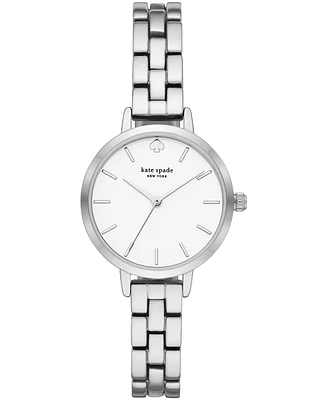 kate spade new york Women's Metro Three-Hand Silver-Tone Stainless Steel Watch 30mm, KSW9001 - Silver