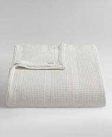 Calvin Klein Waffle Stripe Cotton Blanket