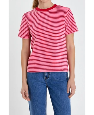 Women's Contrast Rib Stripe T-shirt