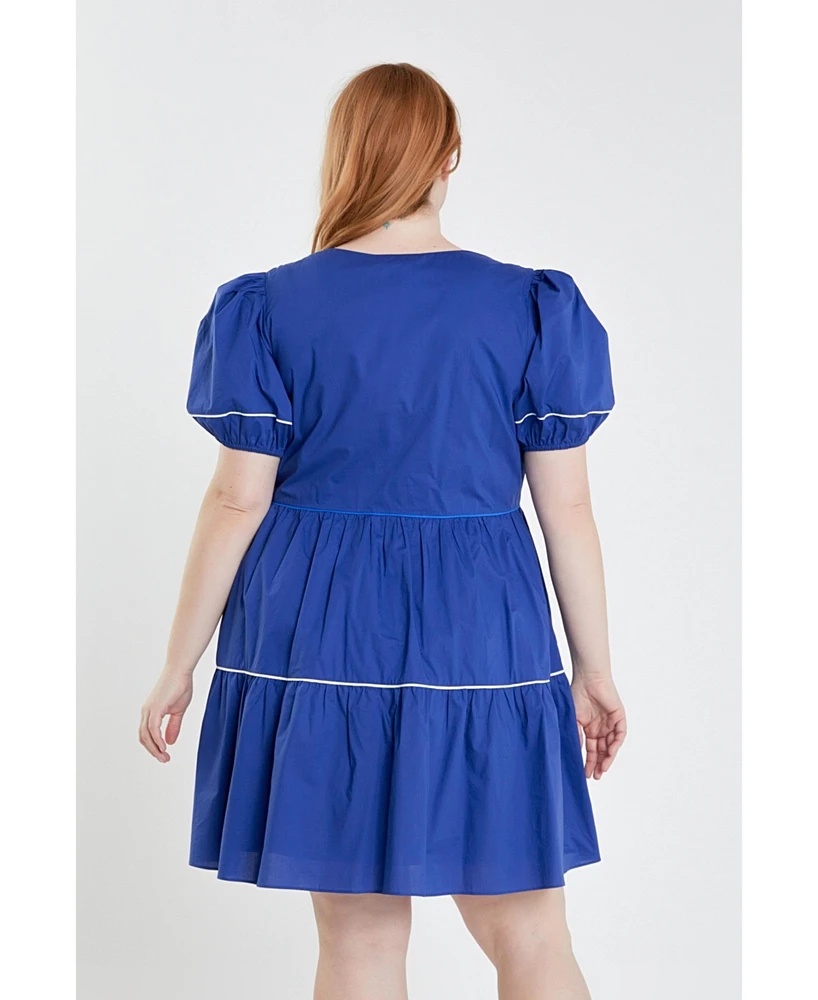Women's Plus Piping Detailed Mini Dress