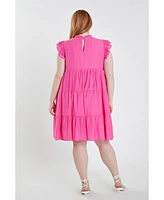 Women's Plus Contrast Merrow Babydoll Dress