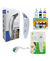 Pursonic Ultimate Rejuvenation Bundle: Micro Needle Derma Roller, Pore Vacuum Blackhead Remover and 3 Pack Anti Aging Serum Set