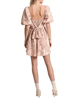 Avec Les Filles Women's Puff-Sleeve Square-Neck Babydoll Dress