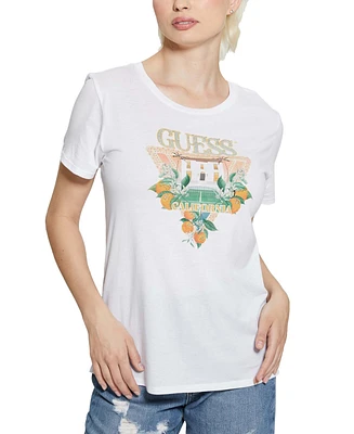 Guess Women's Embellished Mansion Logo Easy T-Shirt