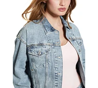 Guess Women's Clara Printed-Back Denim Jacket