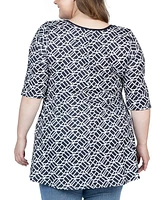 24seven Comfort Apparel Plus Size Elbow Sleeve Casual Tunic Top