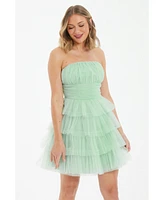 Quiz Women's Tulle Tiered Mini Dress