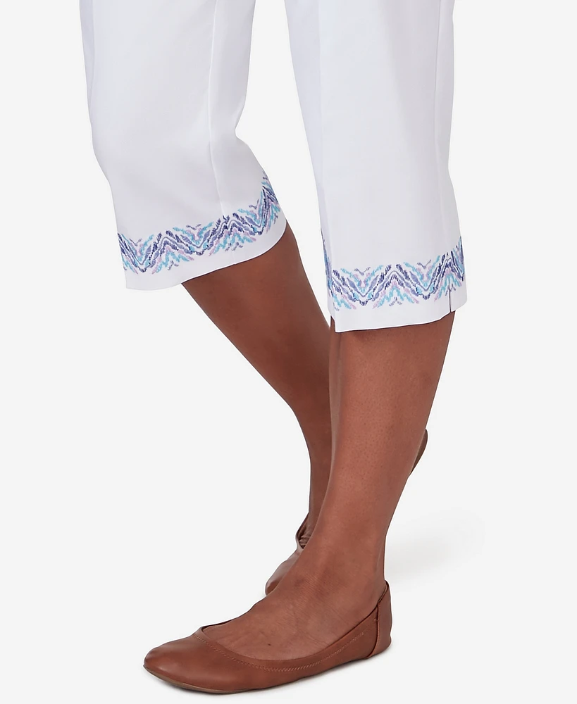 Alfred Dunner Petite Summer Breeze Pull-On Border Cuff Capri Pants