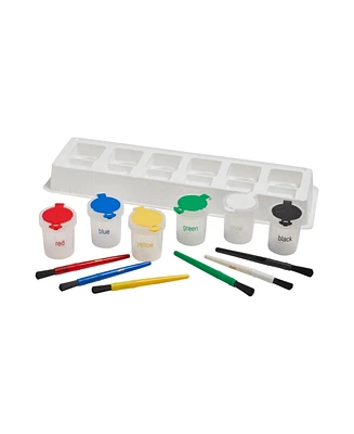 ECR4Kids Mini Trilingual Paint Cups and Brushes, Art Set, Assorted, 12 Sets