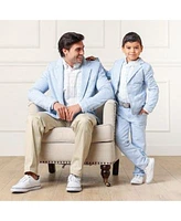 Daddy Dude French Terry Suit In Light Blue Heather Herringbone