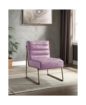 Simplie Fun Loria Accent Chair In Wisteria Top Grain Leather