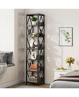 Tribesigns 6-Tier Bookshelf Storage Shelves: 75 Inches Tall Narrow Bookcase with Heavy Duty Metal Frame