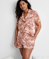 State of Day Women's 2-Pc. Short-Sleeve Notched-Collar Pajama Set Xs-3X