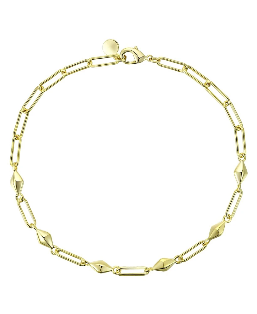 Sophisticated 14K Gold Plated Paperclip Link & Chain Bracelet