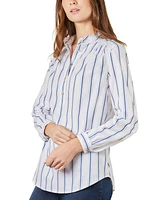 Jones New York Women's Striped Poplin Relaxed-Fit Shirt