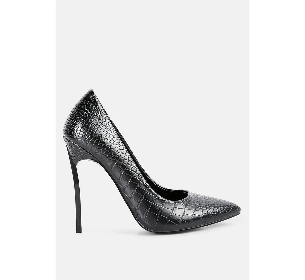 urchin croc high stiletto heel pumps