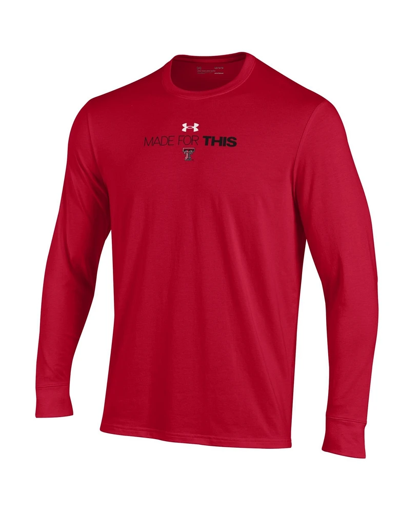 Men's Under Armour Red Texas Tech Raiders 2024 On Court Bench Unity Long Sleeve T-Shirt