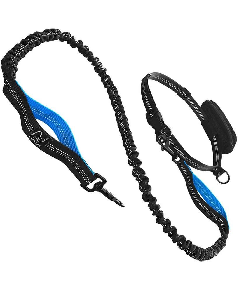 Elastic and Reflective Dog Leash for Jogging with Belly Strap