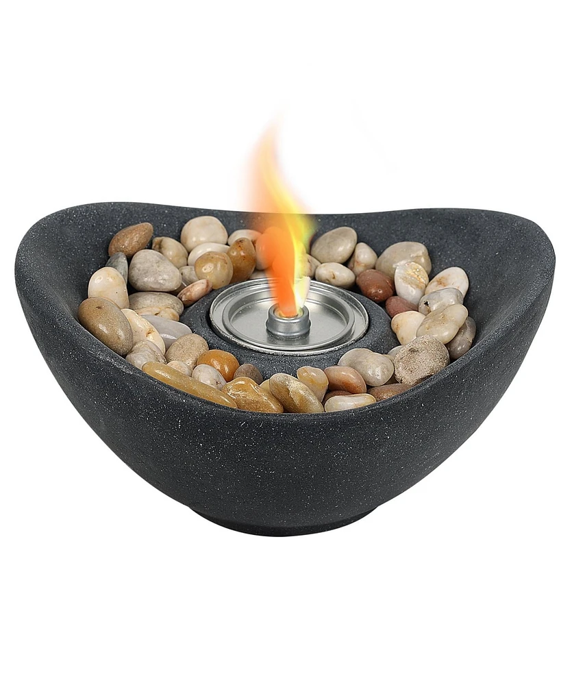 Aoodor Fire Pit Bowl Tabletop Portable Concrete Fireplace Indoor Outdoor