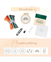 Doodle Hog Embroidery Kit for Beginners, Upcycle Your Clothes with Dissolving Design Stickers, 6 Unique Designs, Pronouns They/Them, He/Him, She/Her,