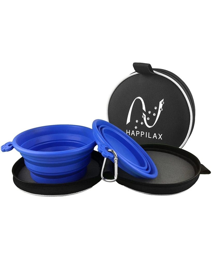 Portable Dog Bowl Set with Carabiners and Travel Bag