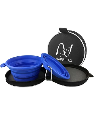 Portable Dog Bowl Set with Carabiners and Travel Bag