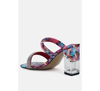 London Rag krypton marble print clear block heel sandals