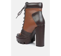 moos block heel lace up boots
