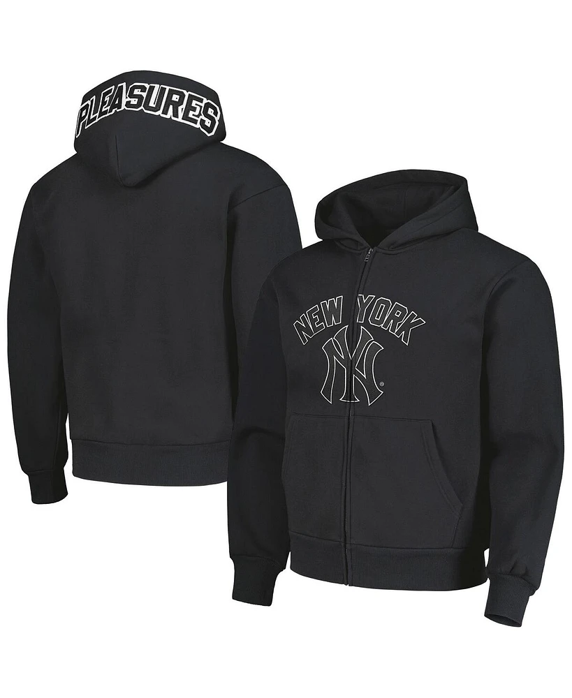 Men's Pleasures Black New York Yankees Opening Day Full-Zip Hoodie