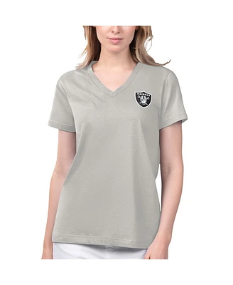 Women's Margaritaville Gray Las Vegas Raiders Game Time V-Neck T-shirt