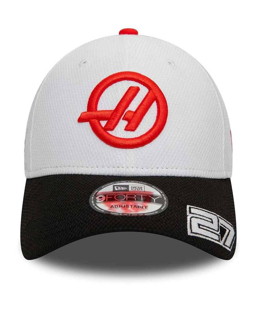 Men's New Era White Haas F1 Team Driver 9FORTY Adjustable Hat