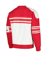 Men's Starter White Detroit Red Wings Defense Fleece Crewneck Pullover Sweatshirt